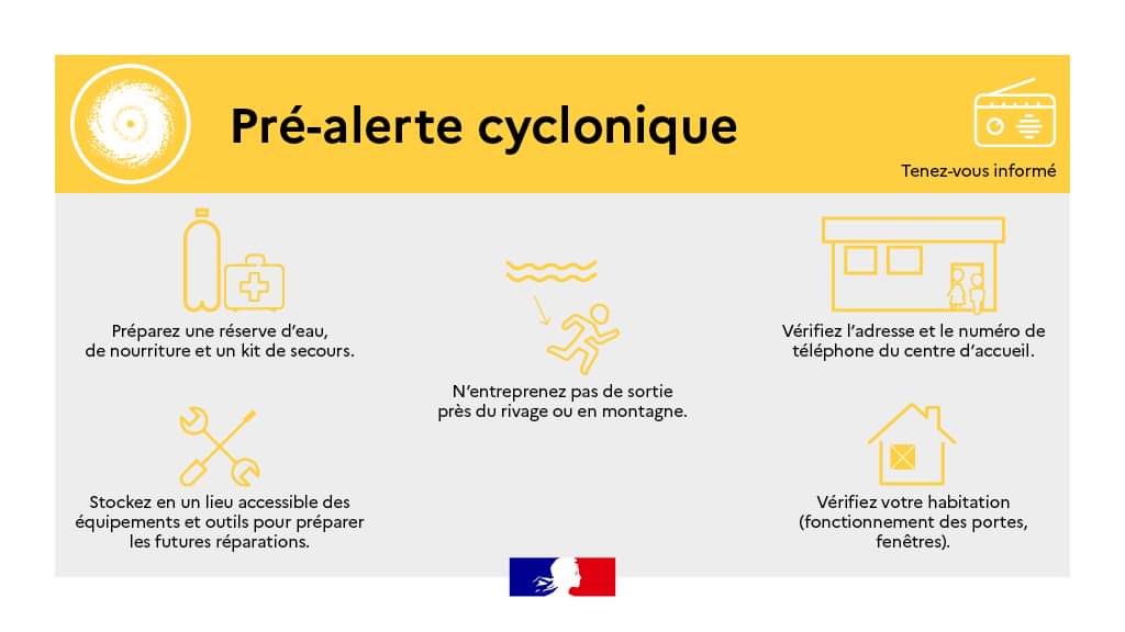 Pré-alerte jaune cyclonique : « Je m’informe et j’anticipe »